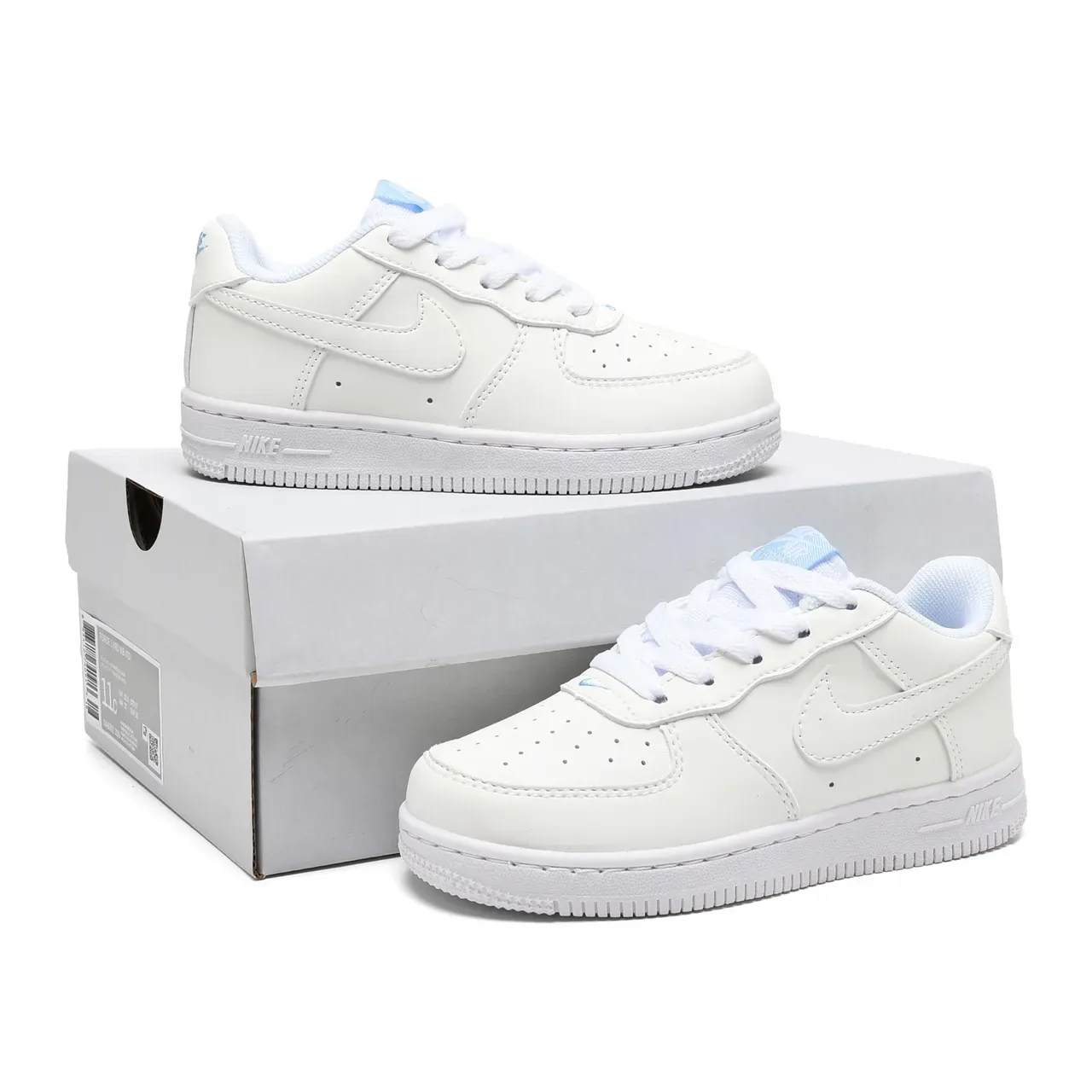 Nike Air Force 1 White Blue Low-Top Perforated Toe Box Lifestyle Sneakers 22