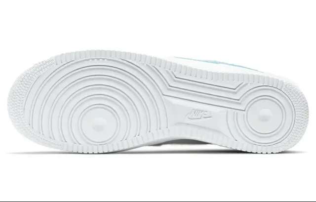 Nike Air Force 1 White Blue Pixelated Swoosh Iridescent Heel Tab Lifestyle Sneakers 6