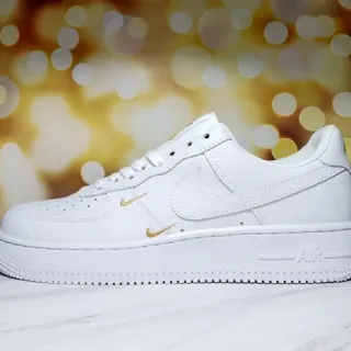Nike Air Force 1 White Gold Low-Top Leather Upper Lifestyle Sneakers