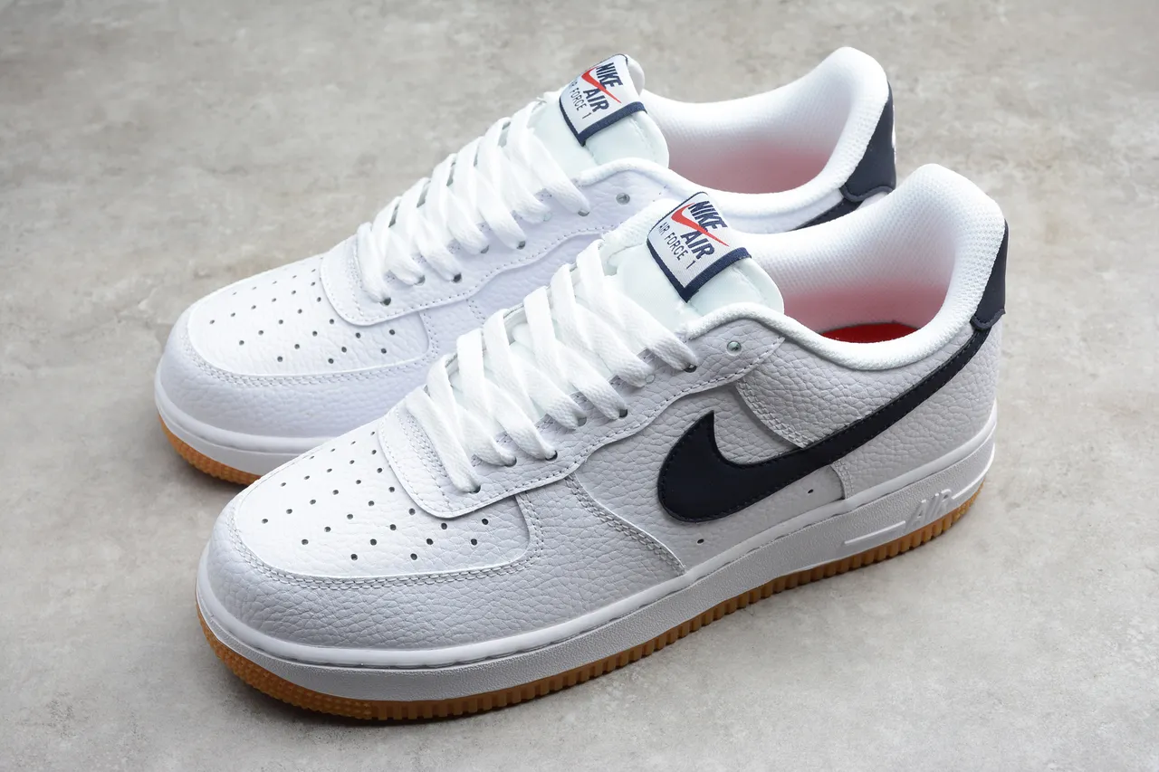 Nike Air Force 1 White Navy Gum Lifestyle Sneakers 11