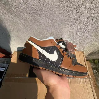 Nike Air Jordan 1 Brown Pinstripe Lifestyle Sneakers