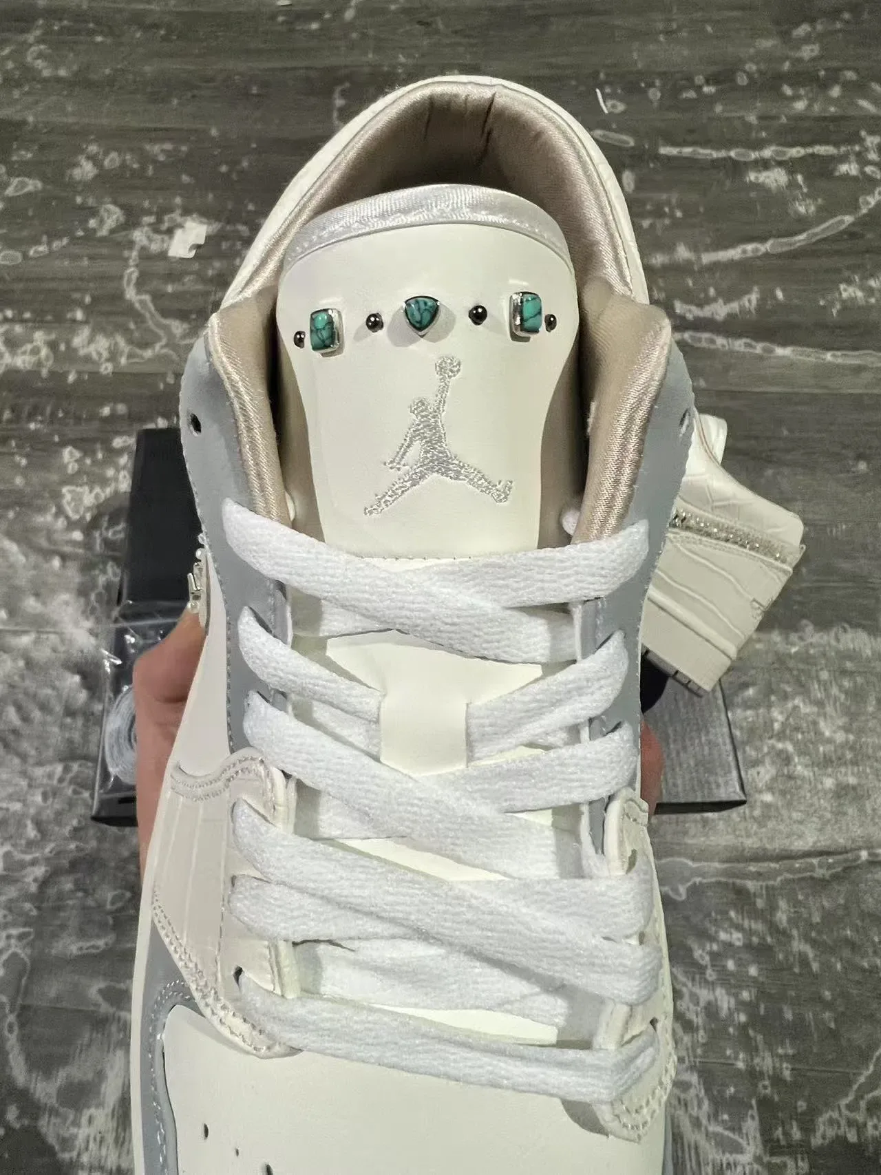 Nike Air Jordan 1 Crocodile-Embossed Crystal Swoosh Lifestyle Sneakers 4