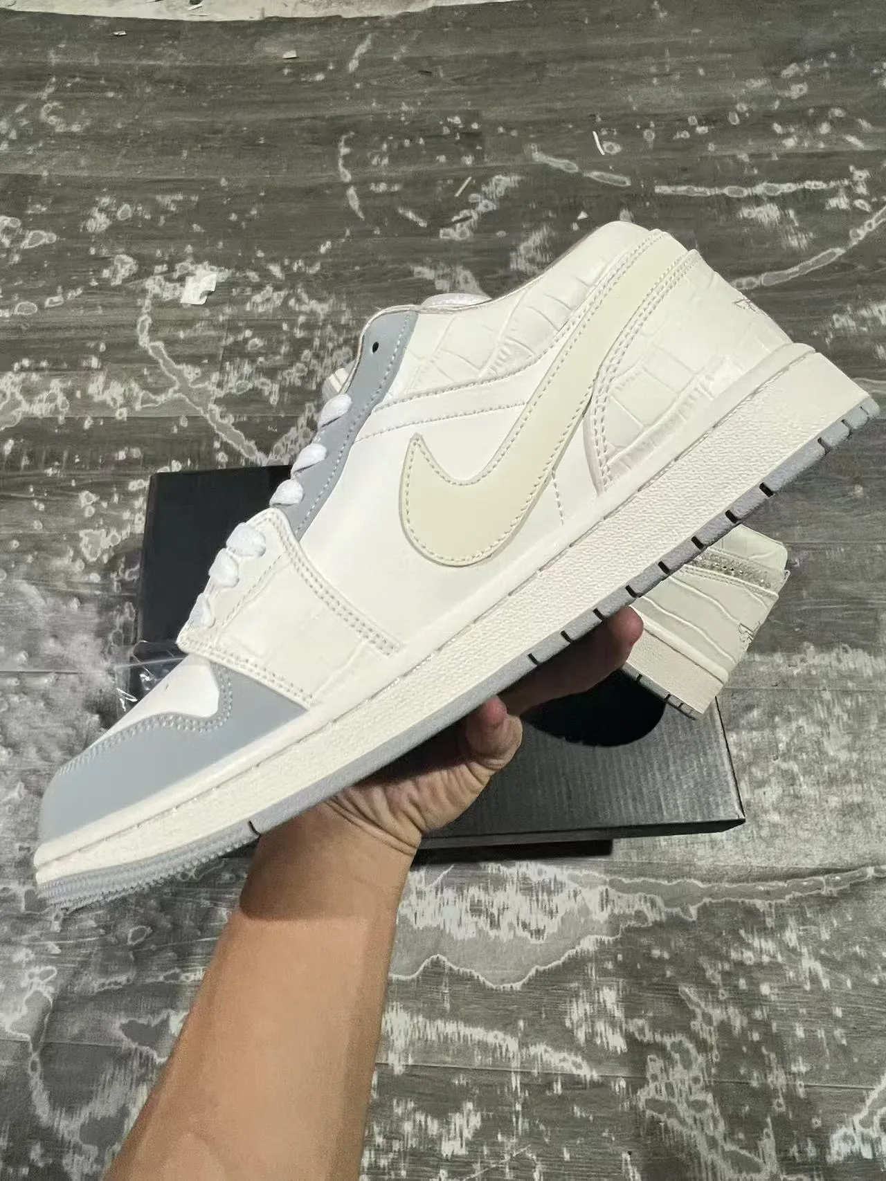 Nike Air Jordan 1 Crocodile-Embossed Crystal Swoosh Lifestyle Sneakers 5