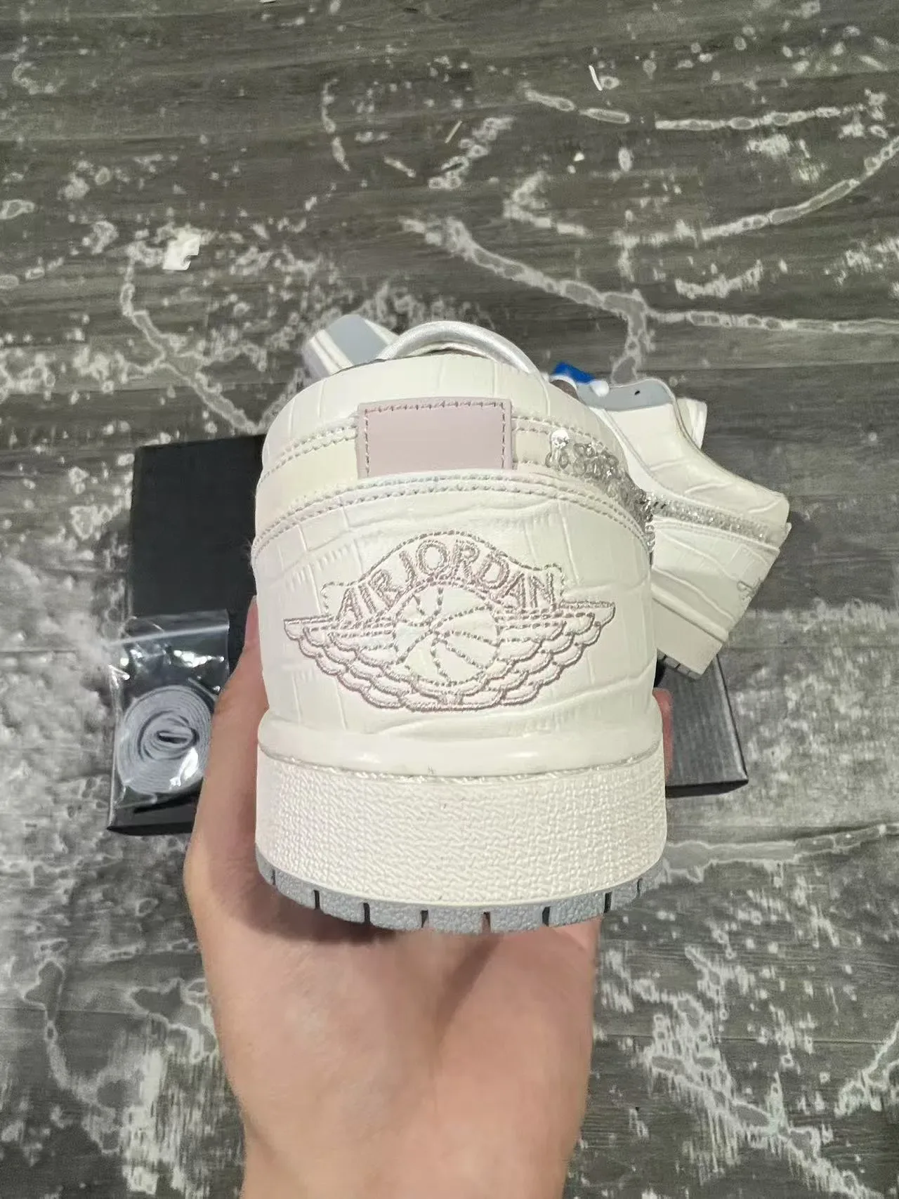 Nike Air Jordan 1 Crocodile-Embossed Crystal Swoosh Lifestyle Sneakers 8