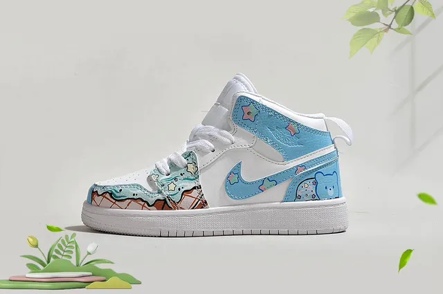 Nike Air Jordan 1 High Teal and White Basketball Shoes 4