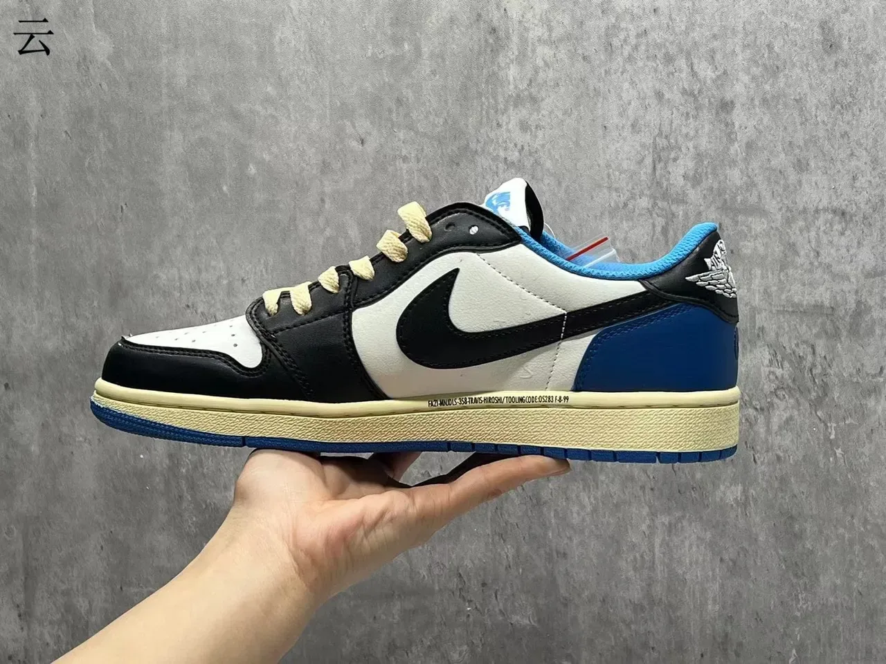 Nike Air Jordan 1 Low Black Blue Silhouette Multi-Panel Leather Construction Lifestyle Sneakers 5