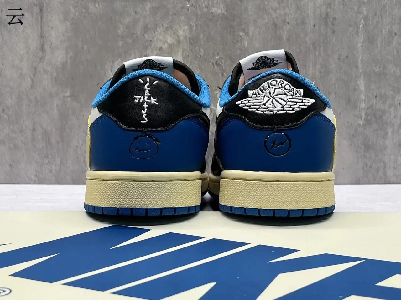 Nike Air Jordan 1 Low Black Blue Silhouette Multi-Panel Leather Construction Lifestyle Sneakers 6
