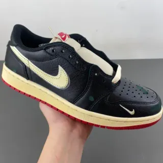 Nike Air Jordan 1 Low Black Cream Red Lifestyle Sneakers