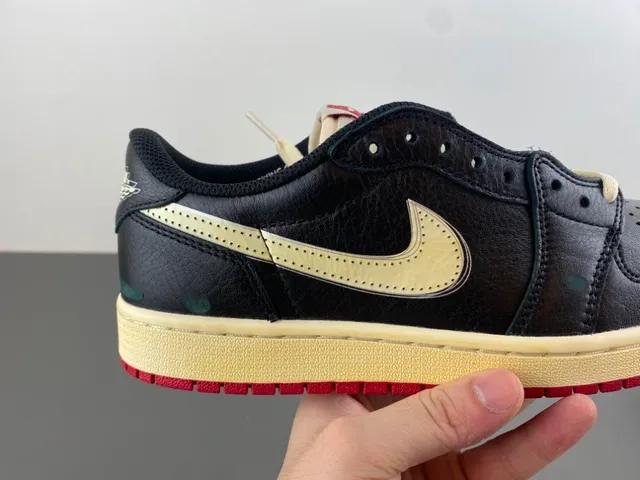 Nike Air Jordan 1 Low Black Cream Red Lifestyle Sneakers 3