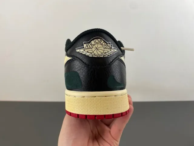 Nike Air Jordan 1 Low Black Cream Red Lifestyle Sneakers 5