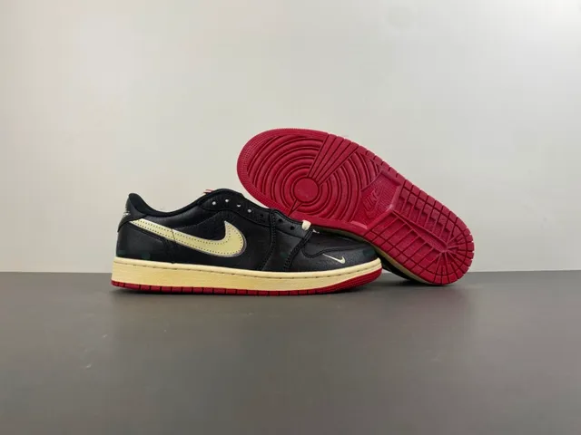 Nike Air Jordan 1 Low Black Cream Red Lifestyle Sneakers 13
