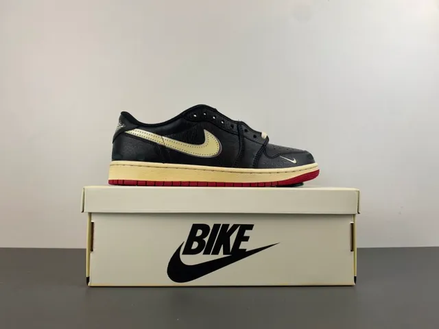Nike Air Jordan 1 Low Black Cream Red Lifestyle Sneakers 16