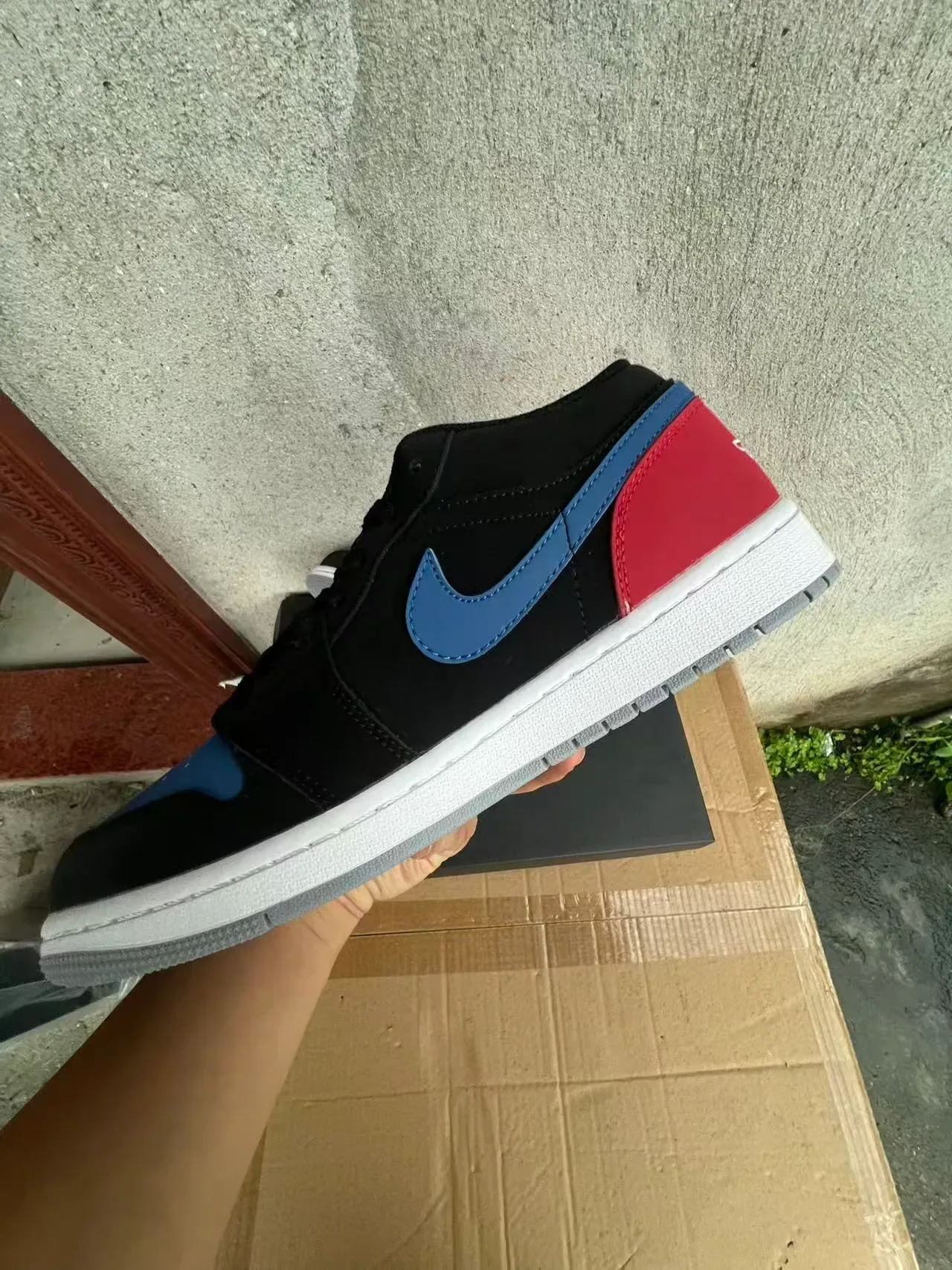 Nike Air Jordan 1 Low Black Red Blue Lifestyle Sneakers 5
