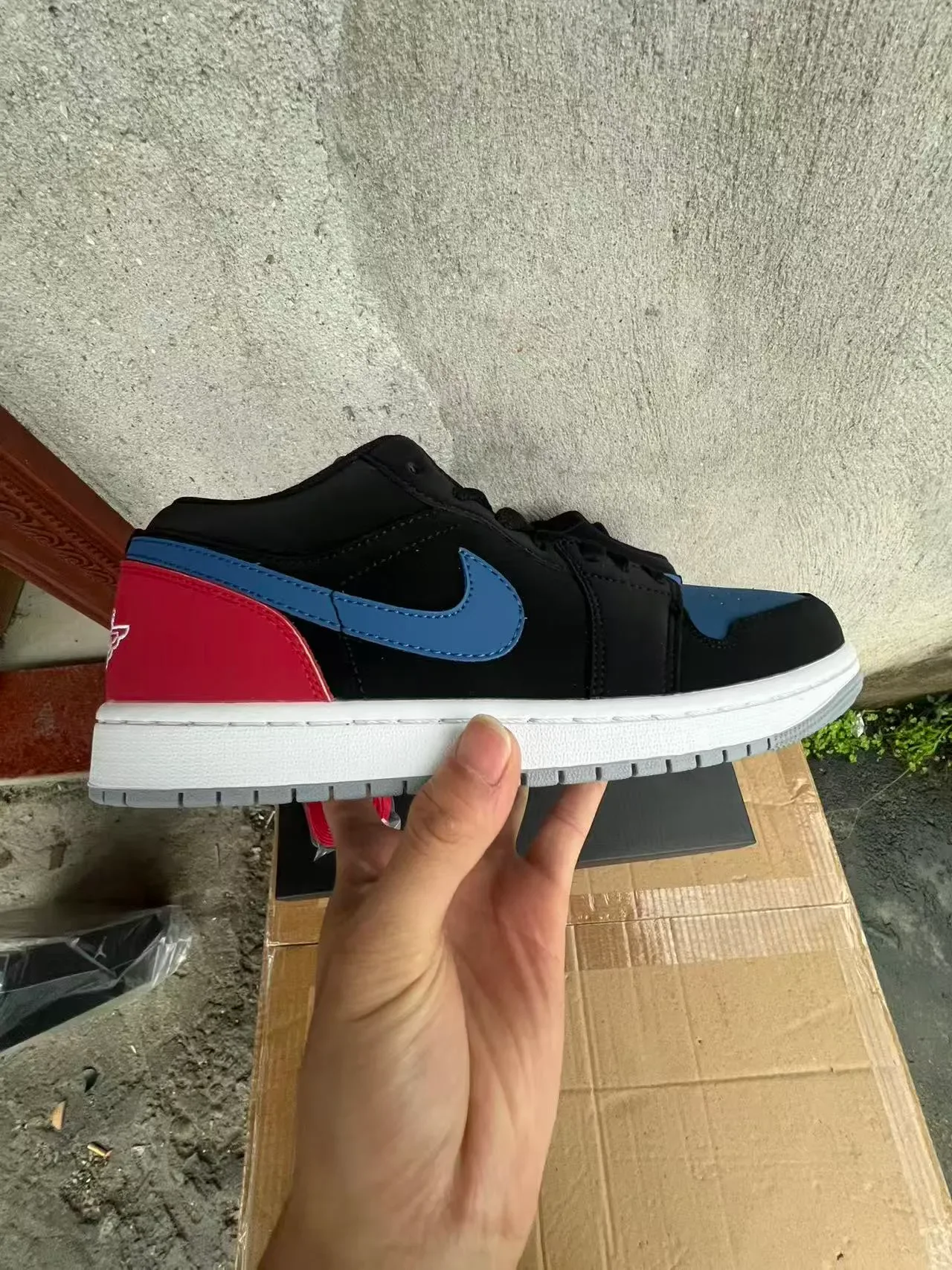 Nike Air Jordan 1 Low Black Red Blue Lifestyle Sneakers 7