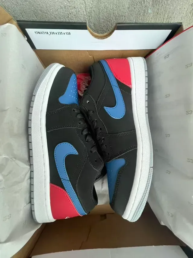 Nike Air Jordan 1 Low Black Red Blue Lifestyle Sneakers 9