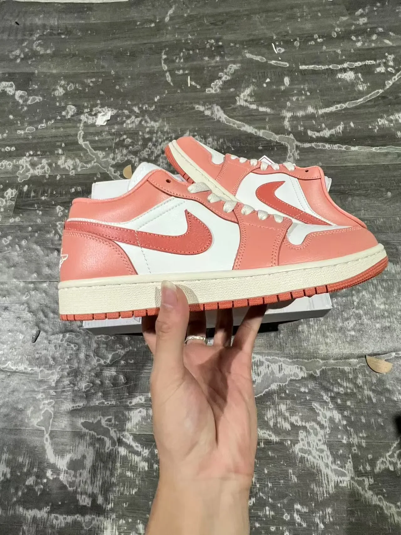 Nike Air Jordan 1 Low Coral Pink White Lifestyle Sneakers 6