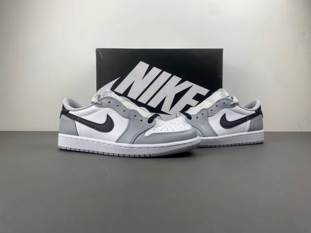 Nike Air Jordan 1 Low Gray White Navy Lifestyle Sneakers 13