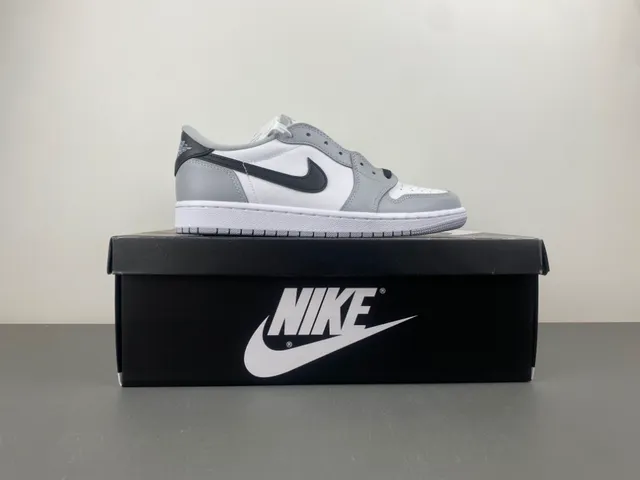 Nike Air Jordan 1 Low Gray White Navy Lifestyle Sneakers 14