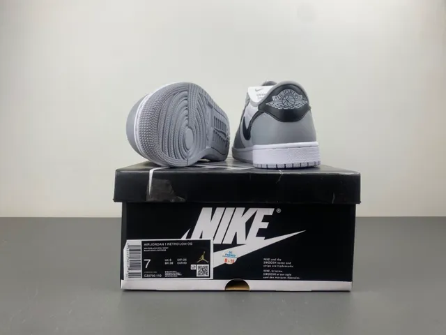 Nike Air Jordan 1 Low Gray White Navy Lifestyle Sneakers 15