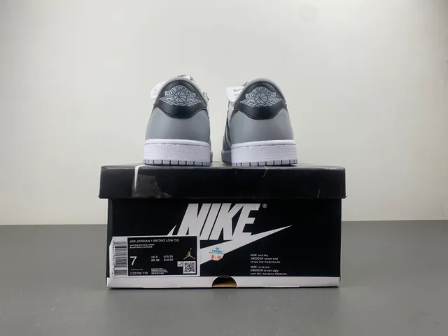 Nike Air Jordan 1 Low Gray White Navy Lifestyle Sneakers 16