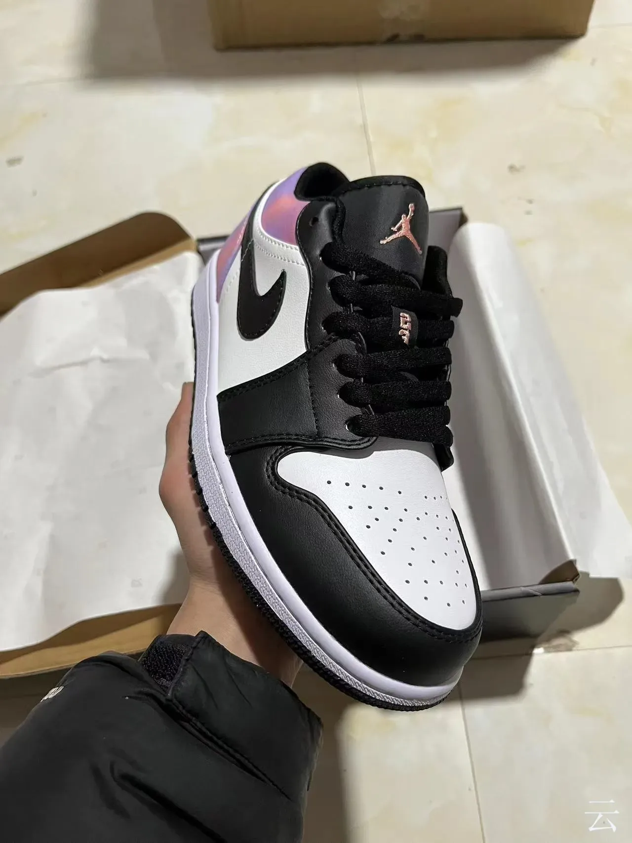 Nike Air Jordan 1 Low Iridescent Pink Purple Black White Lifestyle Sneakers 2