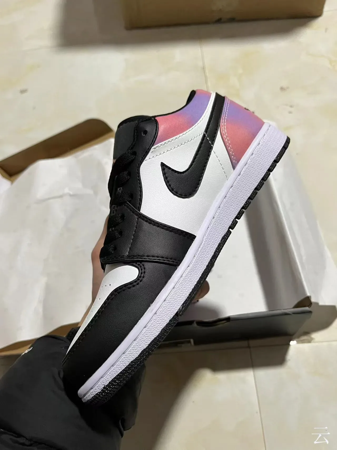 Nike Air Jordan 1 Low Iridescent Pink Purple Black White Lifestyle Sneakers 4