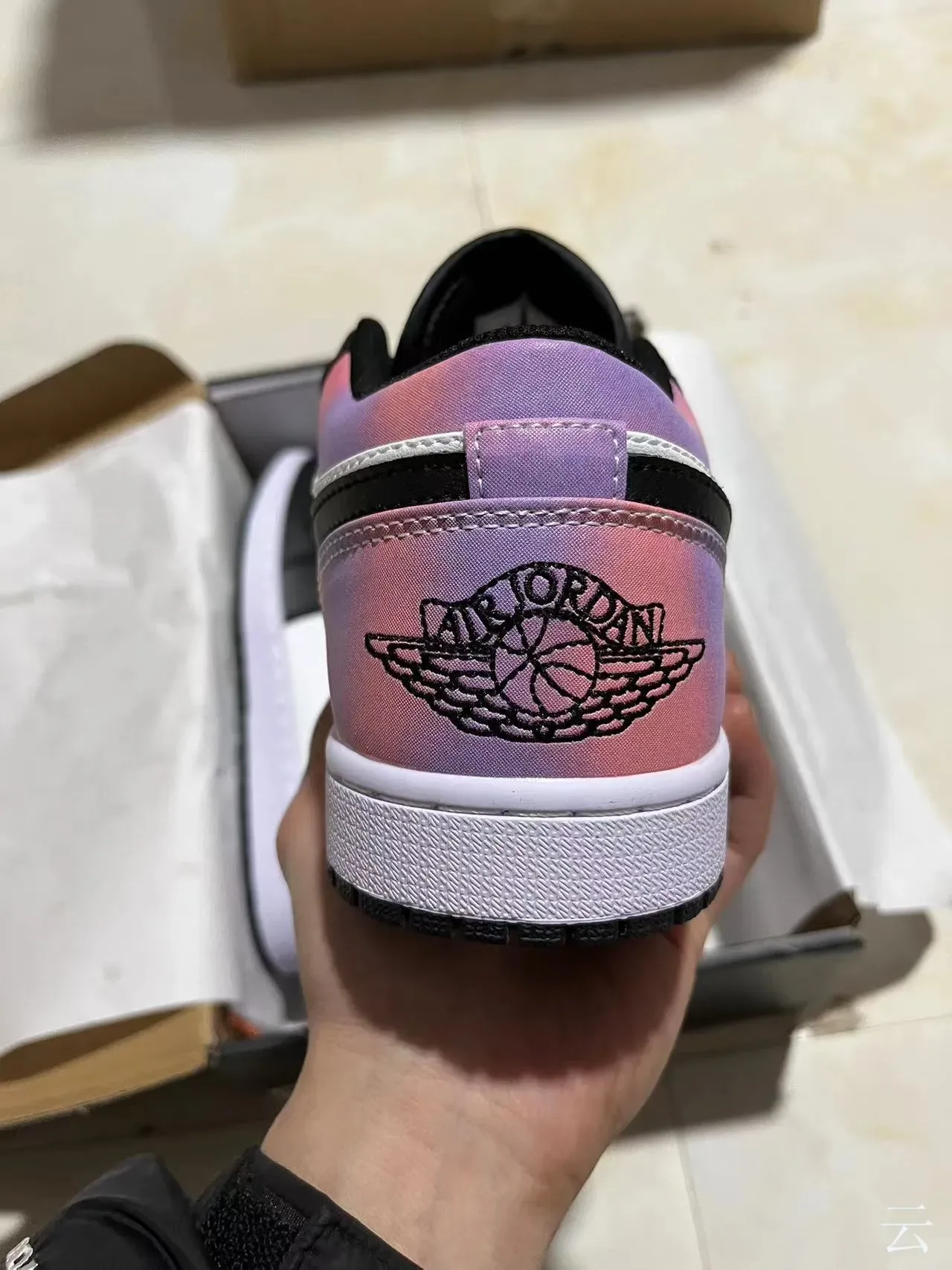 Nike Air Jordan 1 Low Iridescent Pink Purple Black White Lifestyle Sneakers 6