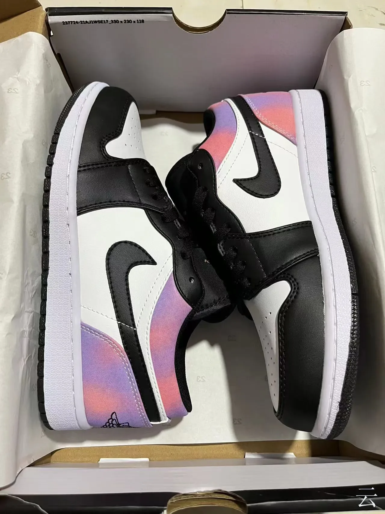 Nike Air Jordan 1 Low Iridescent Pink Purple Black White Lifestyle Sneakers 7