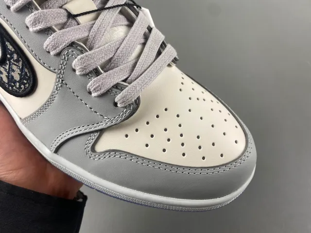 Nike Air Jordan 1 Low Monogrammed Swoosh Gray Off-White Lifestyle Sneakers 2