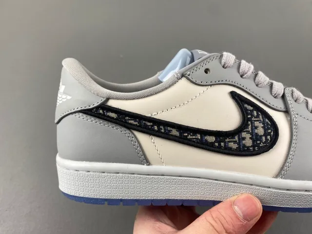 Nike Air Jordan 1 Low Monogrammed Swoosh Gray Off-White Lifestyle Sneakers 3