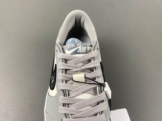 Nike Air Jordan 1 Low Monogrammed Swoosh Gray Off-White Lifestyle Sneakers 6