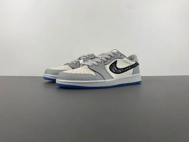 Nike Air Jordan 1 Low Monogrammed Swoosh Gray Off-White Lifestyle Sneakers 10