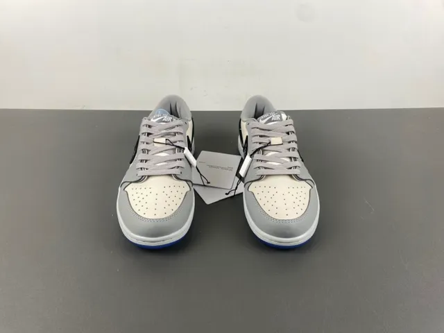 Nike Air Jordan 1 Low Monogrammed Swoosh Gray Off-White Lifestyle Sneakers 11