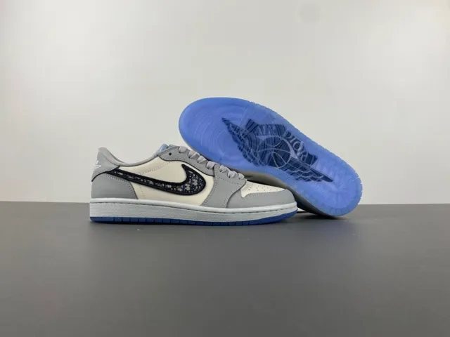Nike Air Jordan 1 Low Monogrammed Swoosh Gray Off-White Lifestyle Sneakers 12