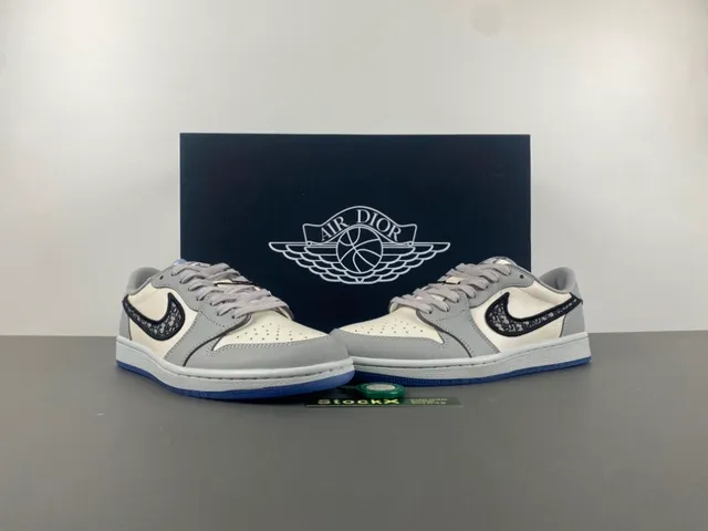 Nike Air Jordan 1 Low Monogrammed Swoosh Gray Off-White Lifestyle Sneakers 13