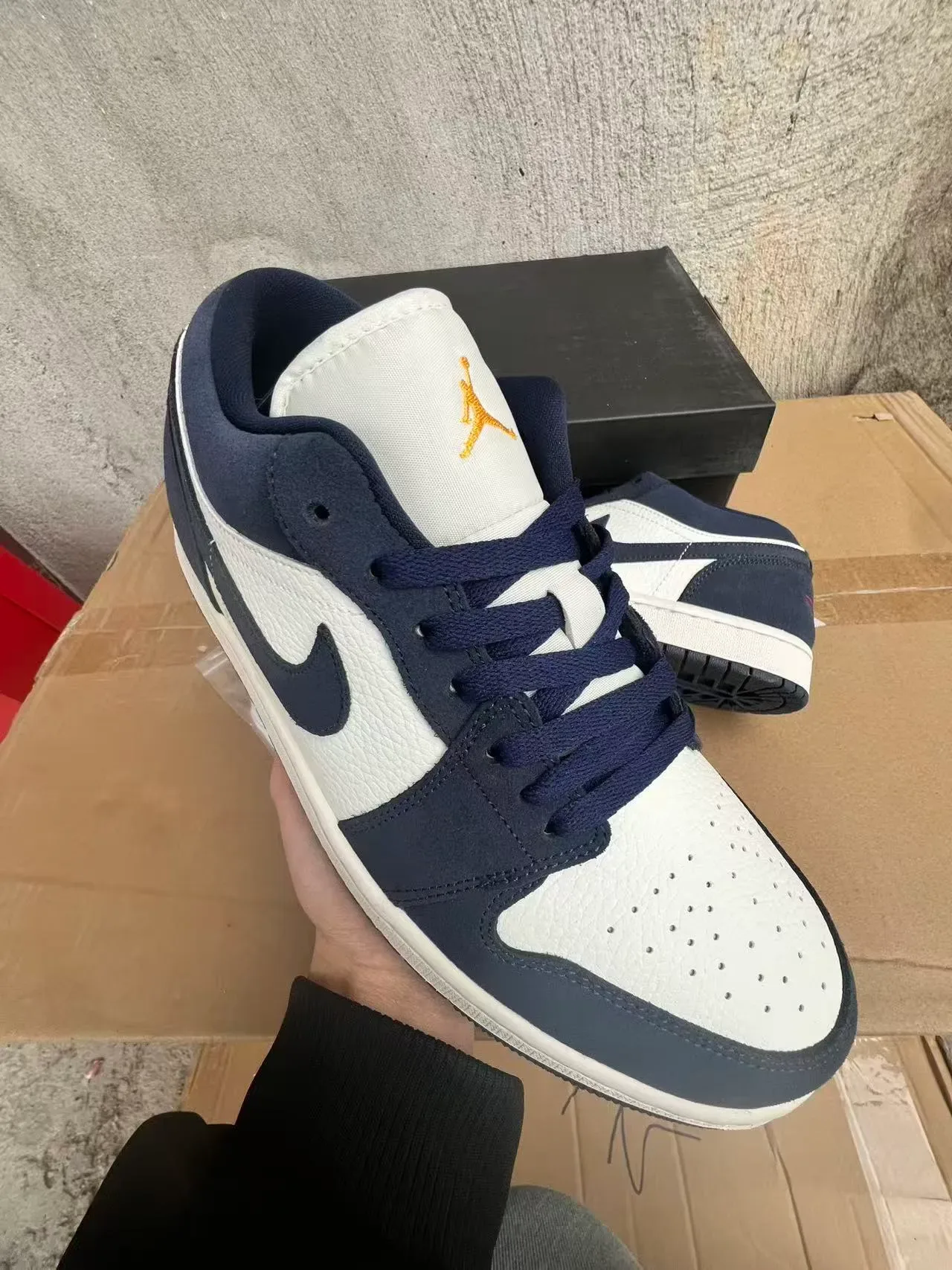 Nike Air Jordan 1 Low Navy and White Lifestyle Sneakers 2