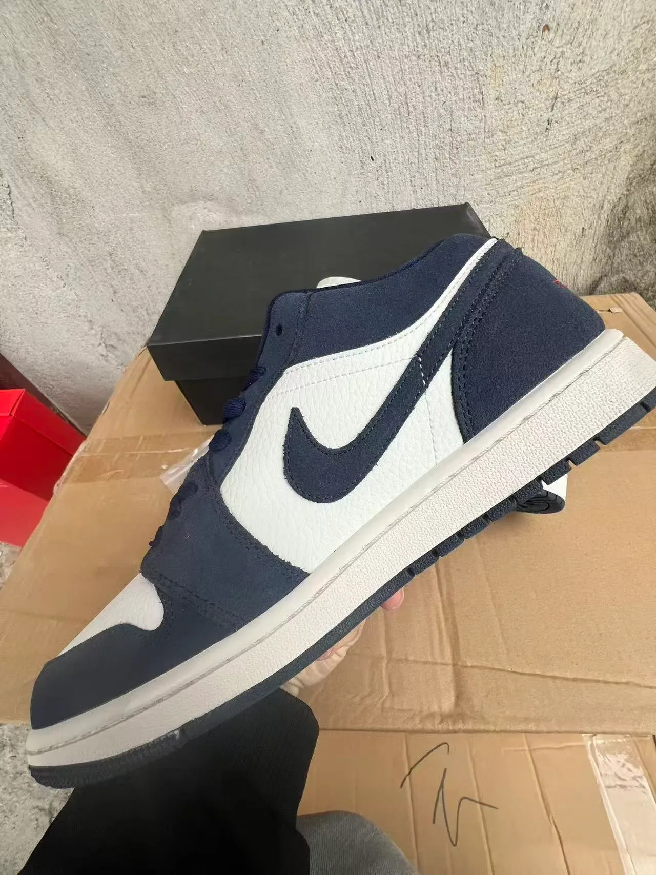 Nike Air Jordan 1 Low Navy and White Lifestyle Sneakers 5