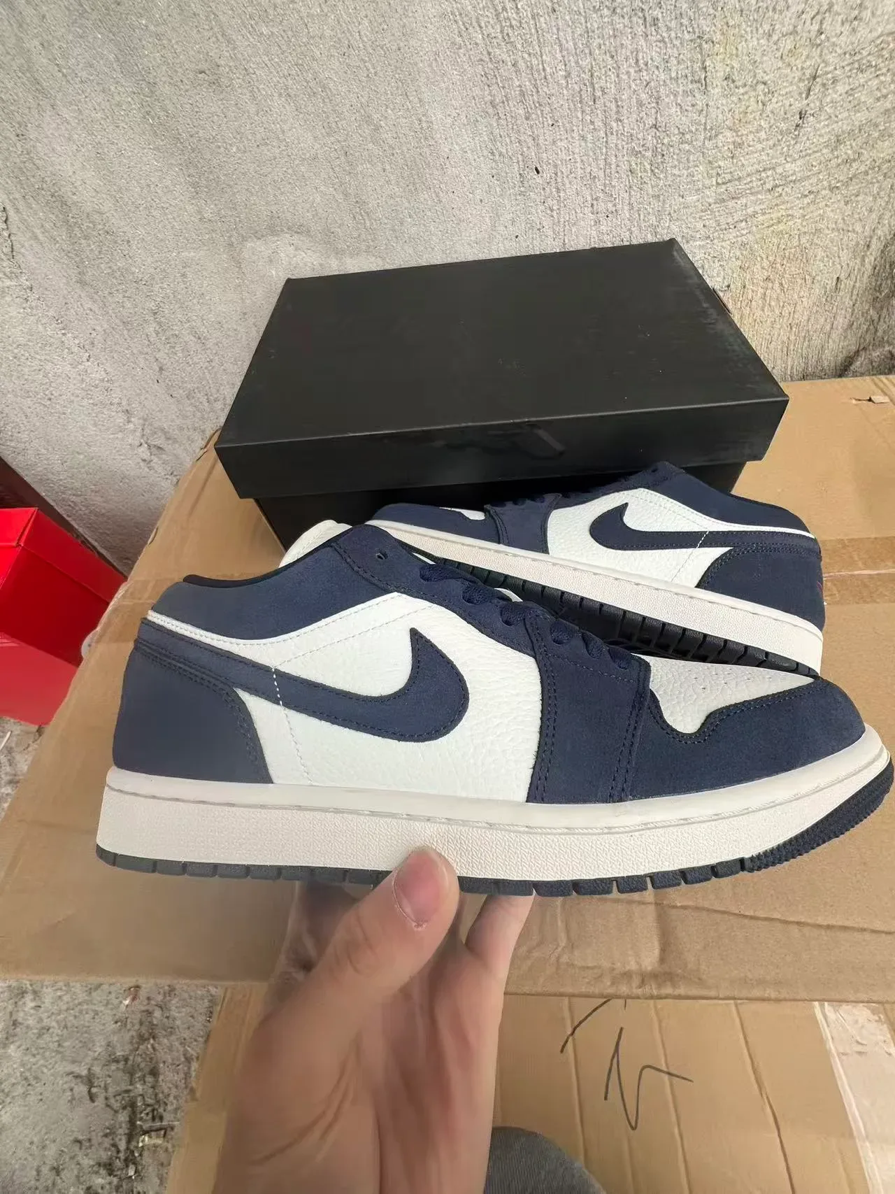 Nike Air Jordan 1 Low Navy and White Lifestyle Sneakers 7