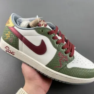Nike Air Jordan 1 Low Olive Green Maroon Lunar New Year 2025 Lifestyle Sneakers