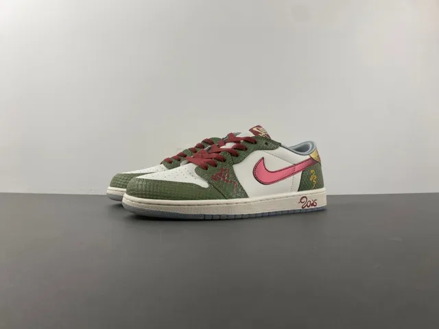 Nike Air Jordan 1 Low Olive Green Maroon Lunar New Year 2025 Lifestyle Sneakers 10