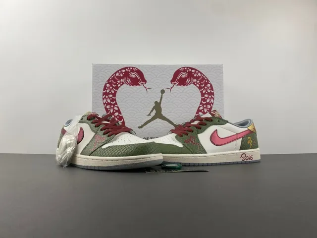 Nike Air Jordan 1 Low Olive Green Maroon Lunar New Year 2025 Lifestyle Sneakers 13