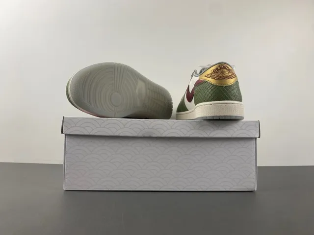 Nike Air Jordan 1 Low Olive Green Maroon Lunar New Year 2025 Lifestyle Sneakers 16