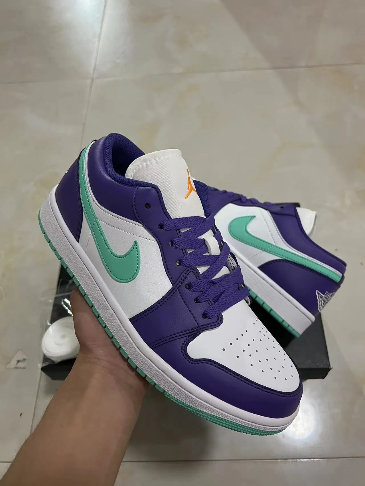 Nike Air Jordan 1 Low Purple and Mint Green Lifestyle Sneakers 2
