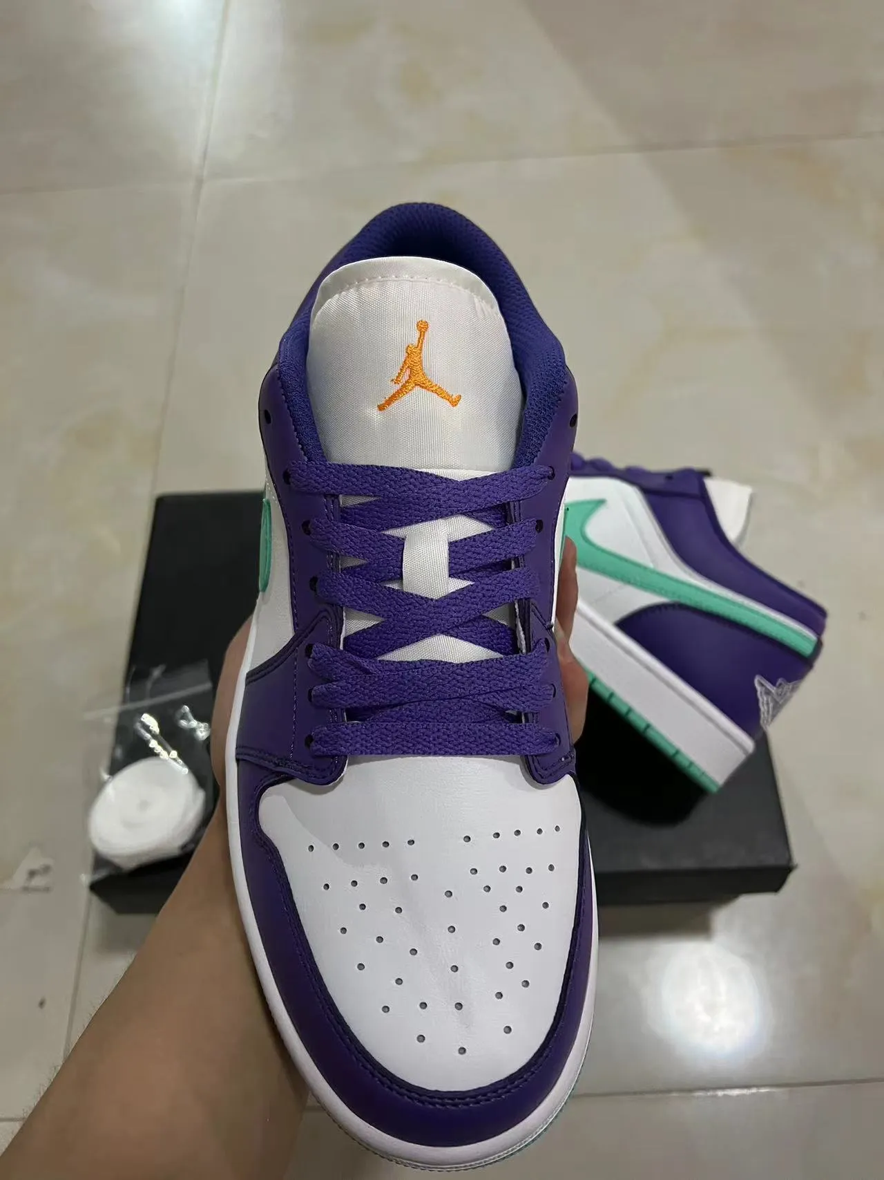 Nike Air Jordan 1 Low Purple and Mint Green Lifestyle Sneakers 3