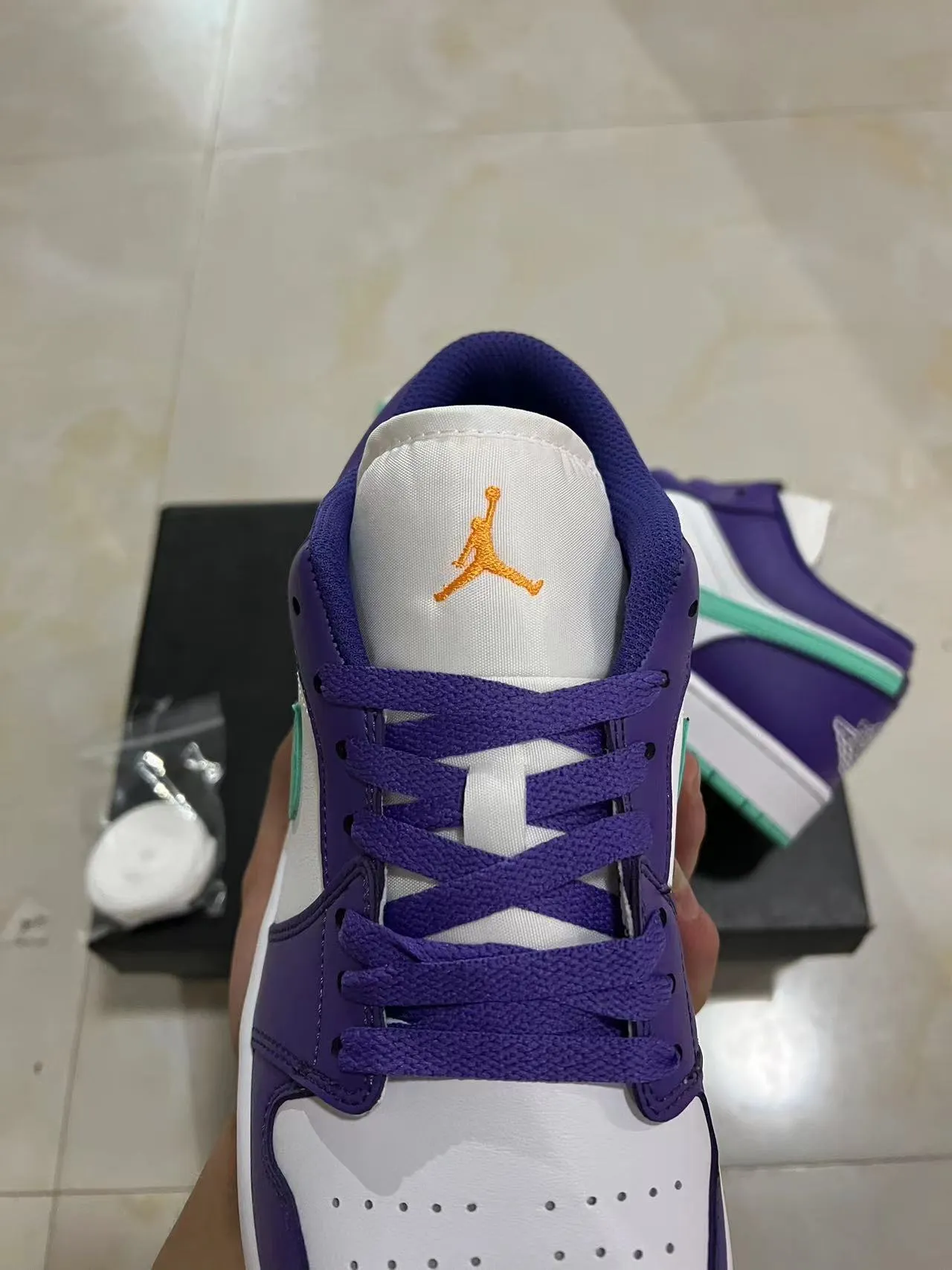 Nike Air Jordan 1 Low Purple and Mint Green Lifestyle Sneakers 4