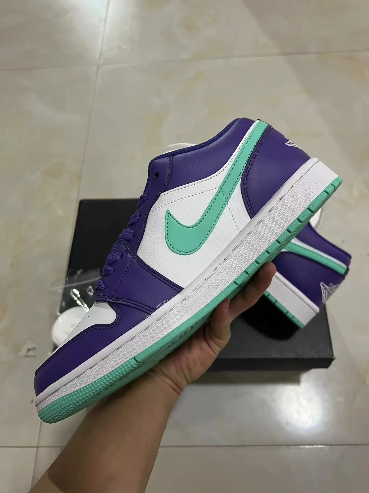 Nike Air Jordan 1 Low Purple and Mint Green Lifestyle Sneakers 5