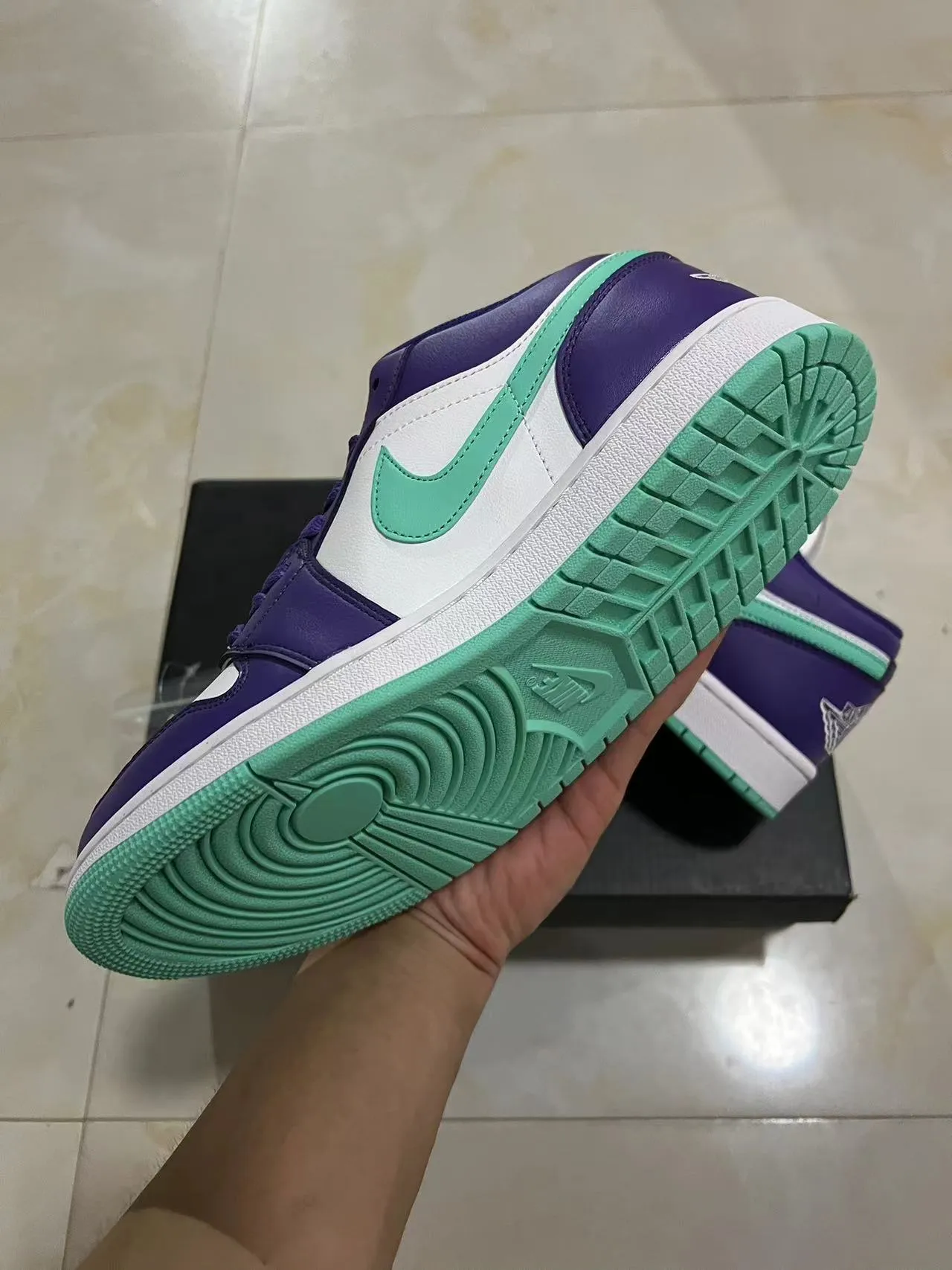 Nike Air Jordan 1 Low Purple and Mint Green Lifestyle Sneakers 6