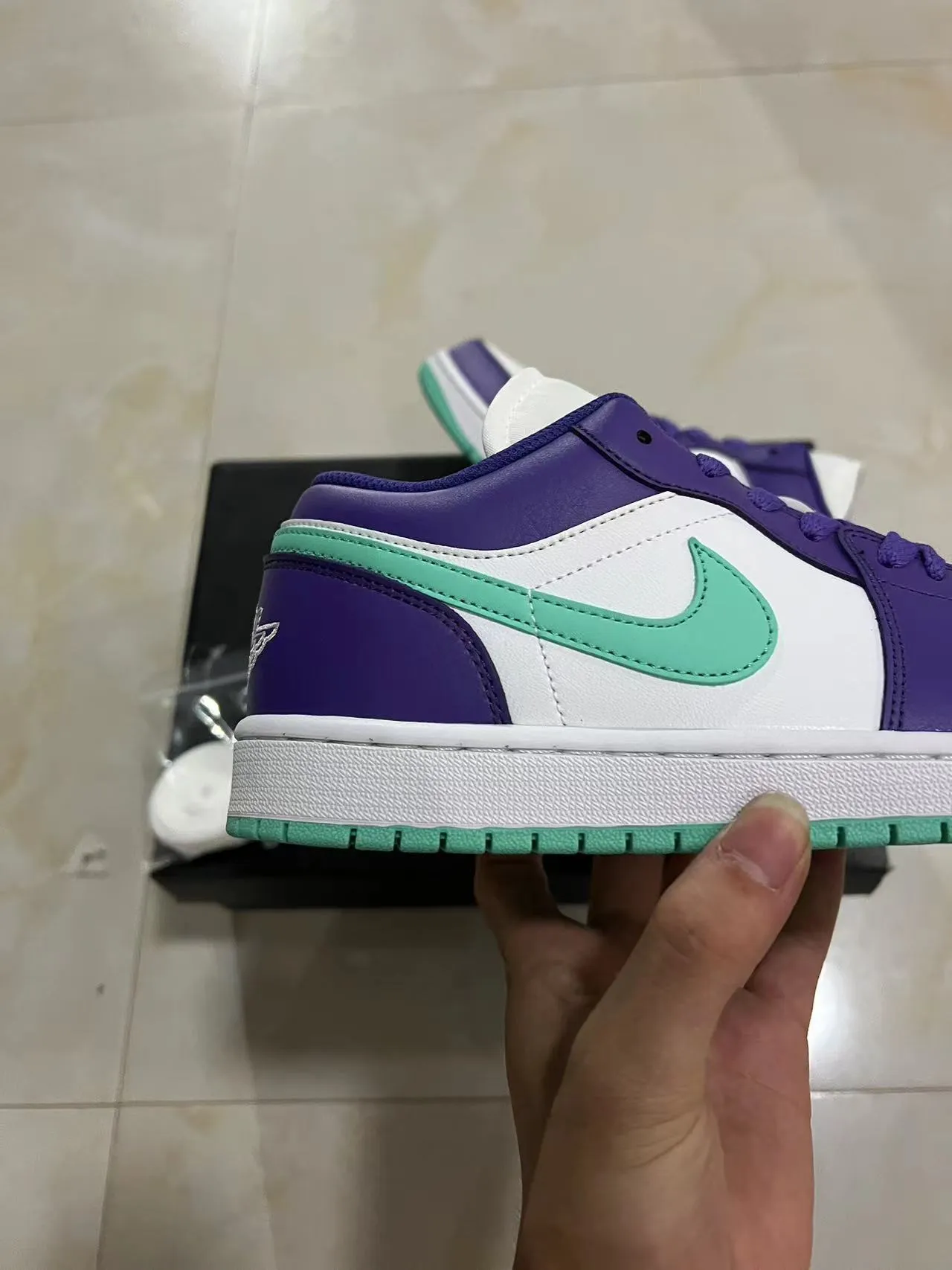 Nike Air Jordan 1 Low Purple and Mint Green Lifestyle Sneakers 7