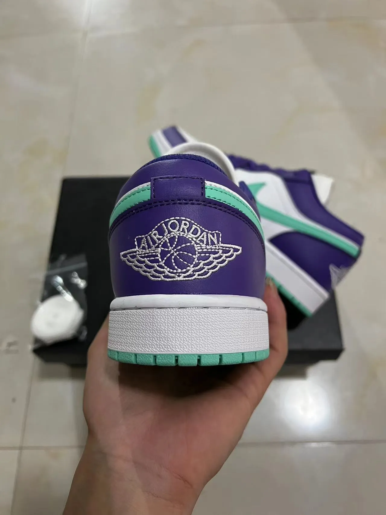 Nike Air Jordan 1 Low Purple and Mint Green Lifestyle Sneakers 8