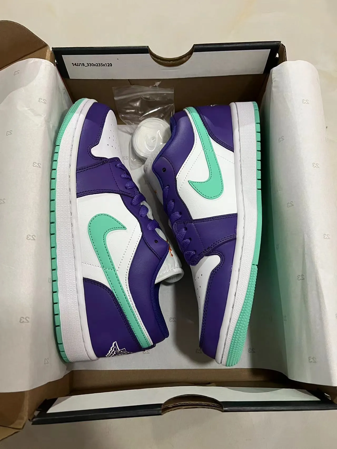 Nike Air Jordan 1 Low Purple and Mint Green Lifestyle Sneakers 9